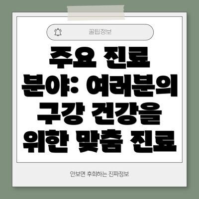 주요 진료 분야: 여러분의 구강 건강을 위한 맞춤 진료