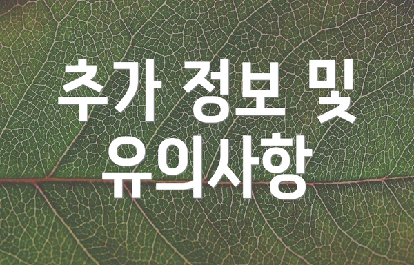 추가 정보 및 유의사항