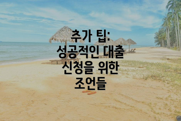 추가 팁: 성공적인 대출 신청을 위한 조언들