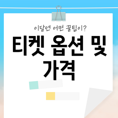 티켓 옵션 및 가격