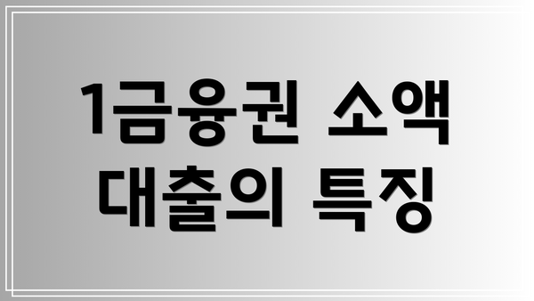1금융권 소액 대출의 특징