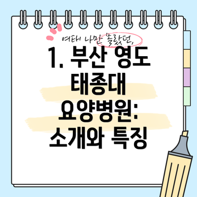 1. 부산 영도 태종대 요양병원:  소개와 특징