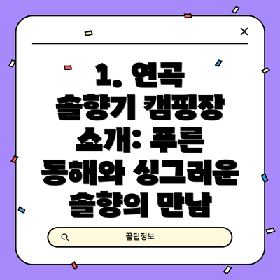 1. 연곡 솔향기 캠핑장 소개: 푸른 동해와 싱그러운 솔향의 만남