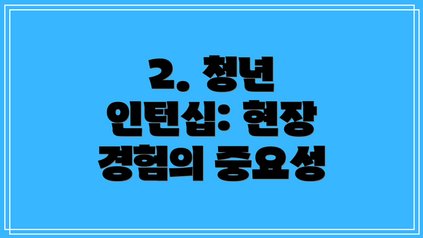 2. 청년 인턴십: 현장 경험의 중요성