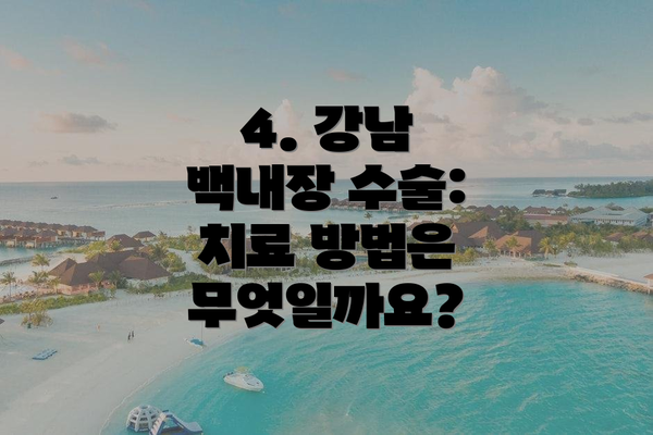 4. 강남 백내장 수술: 치료 방법은 무엇일까요?