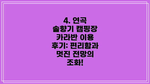 4. 연곡 솔향기 캠핑장 카라반 이용 후기: 편리함과 멋진 전망의 조화!