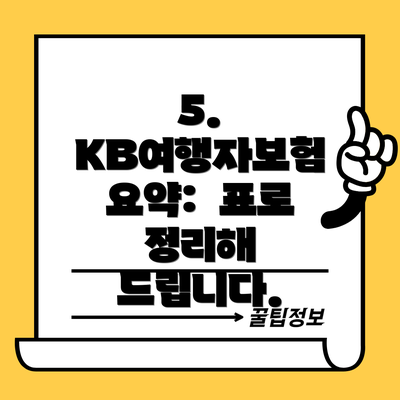 5.  KB여행자보험 요약:  표로 정리해 드립니다.