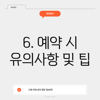 6. 예약 시 유의사항 및 팁