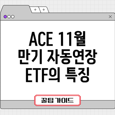 ACE 11월 만기 자동연장 채권형 ETF란?