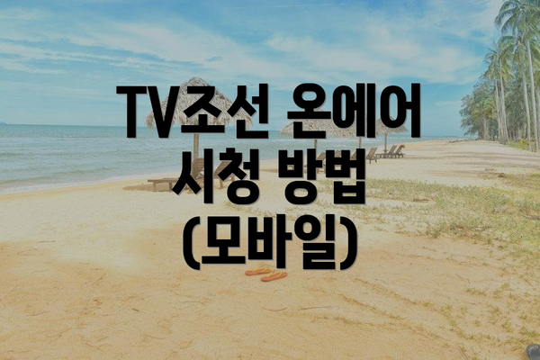 TV조선 온에어 시청 방법 (PC)